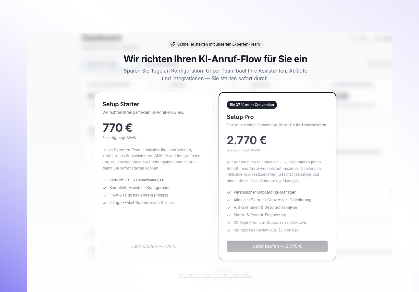 Setup-Pakete Setup Starter und Setup Pro